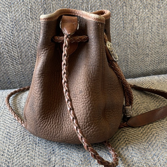 Brighton Brown Pebble Leather drawstring bucket bag - Picture 4 of 16